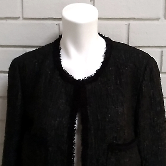 Zara Woman Black/Gray Distressed 4 Pocket Top Hook Lined Jacket. Sz Large. NWT - Picture 2 of 16